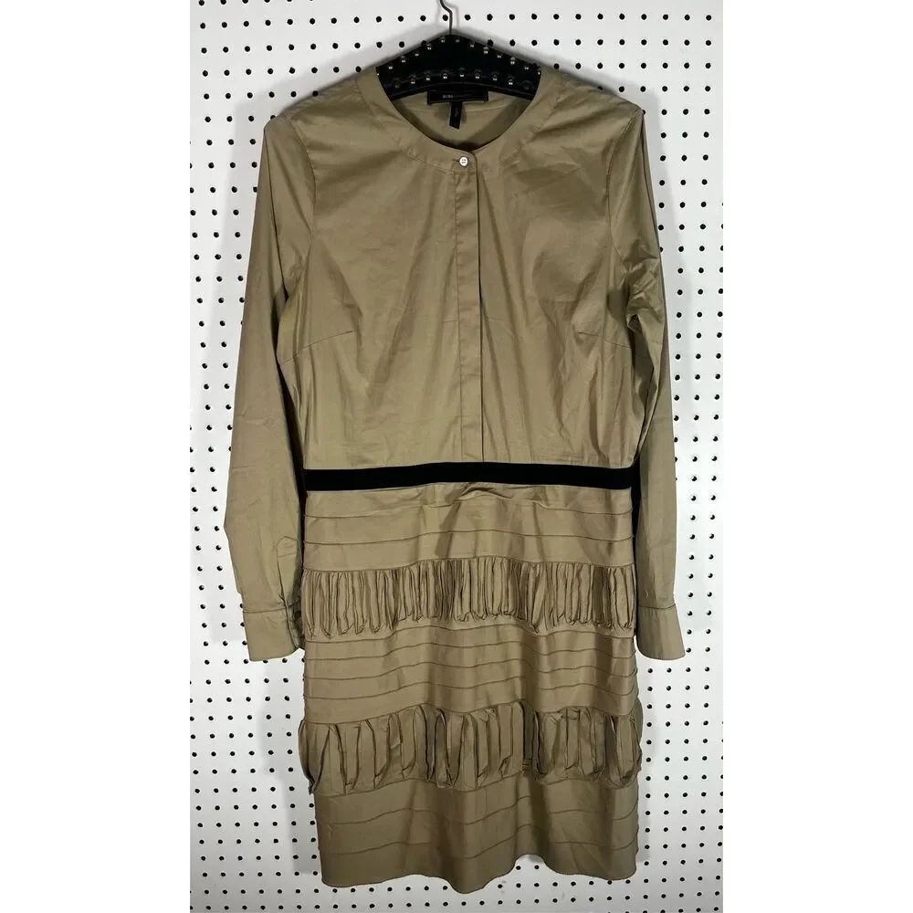 BCBGMaxzaria cotton khaki long sleeve dress size L